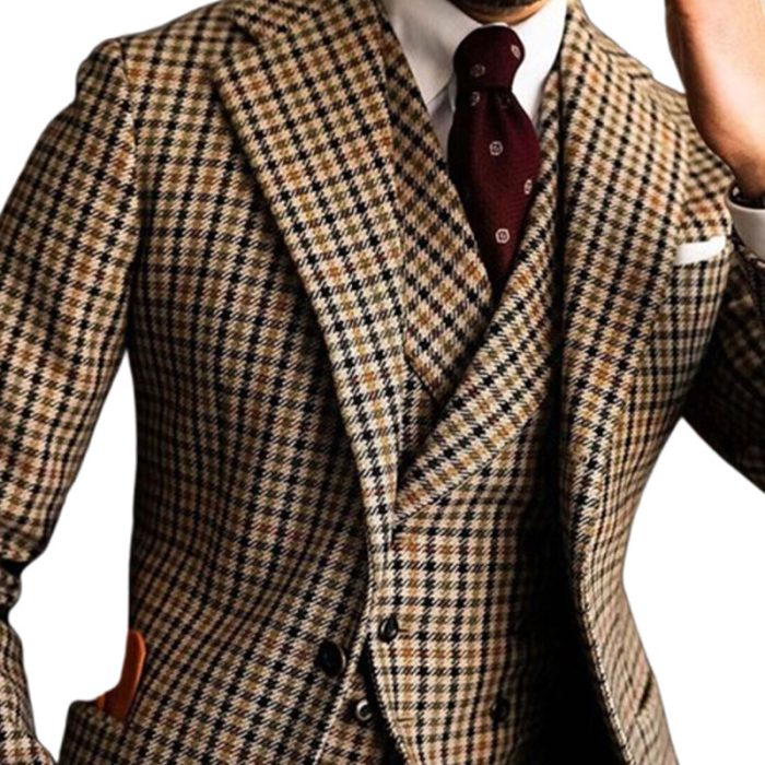 Leisure Plaid Boxy Blazers Men - Image 2