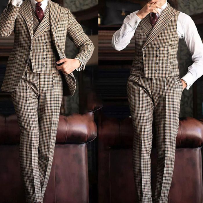 Leisure Plaid Boxy Blazers Men - Image 3
