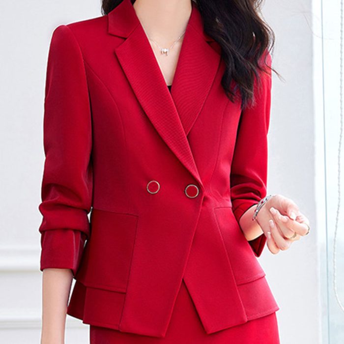 Oversized Button Cuffs Boxy Blazer for Women - Image 2