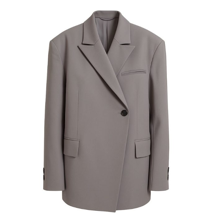 Oversized Button Cuffs Boxy Blazer for Women