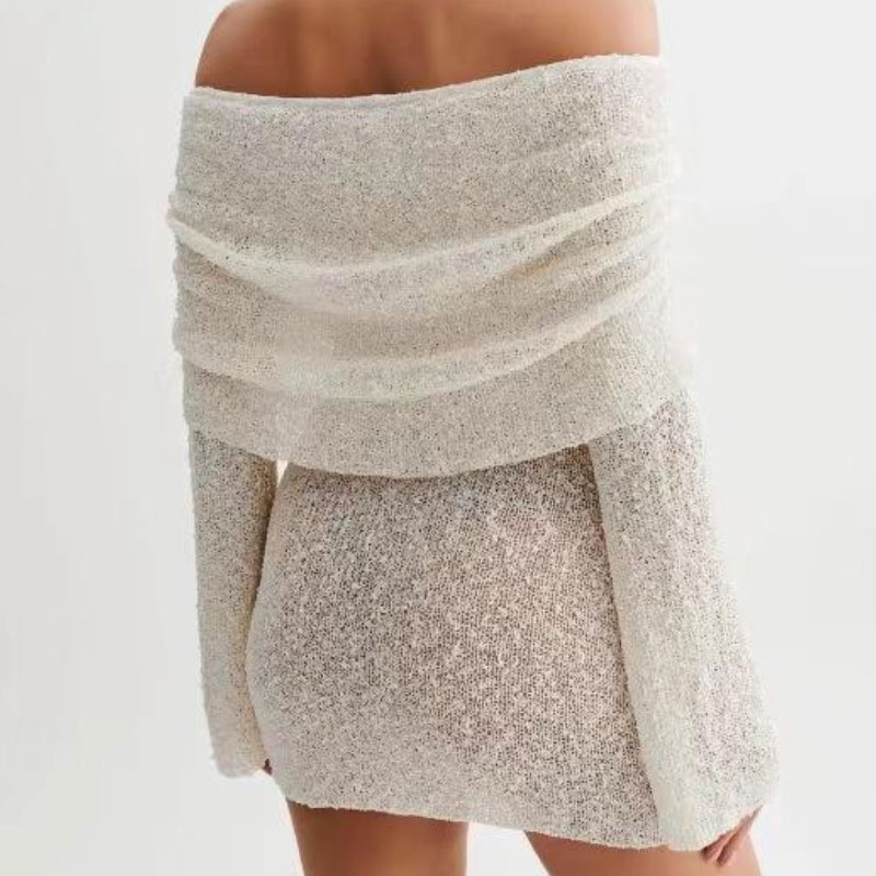 180 Women's Light Pink Off The Shoulder Sweater Dress