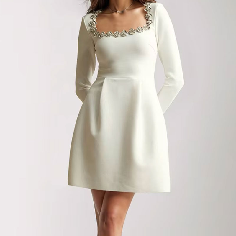 White Graduation Dress Knee Length