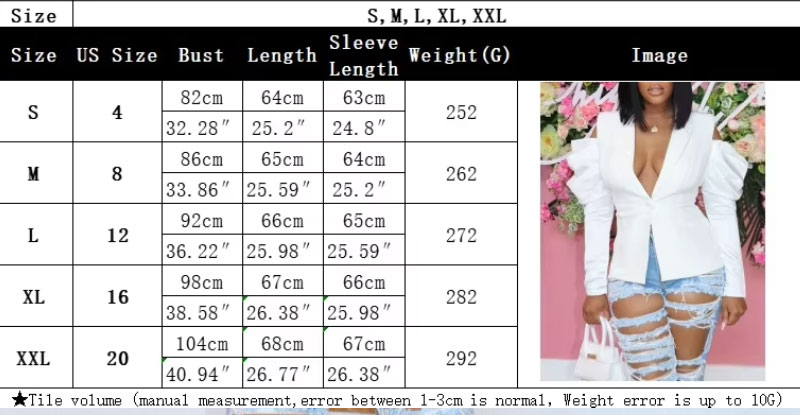 x-016 Bubble Suit Size Chart
