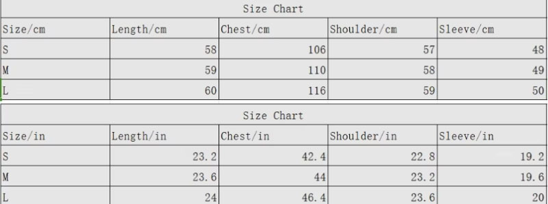 x-022 Colorful Knit Top Scottish Size Chart