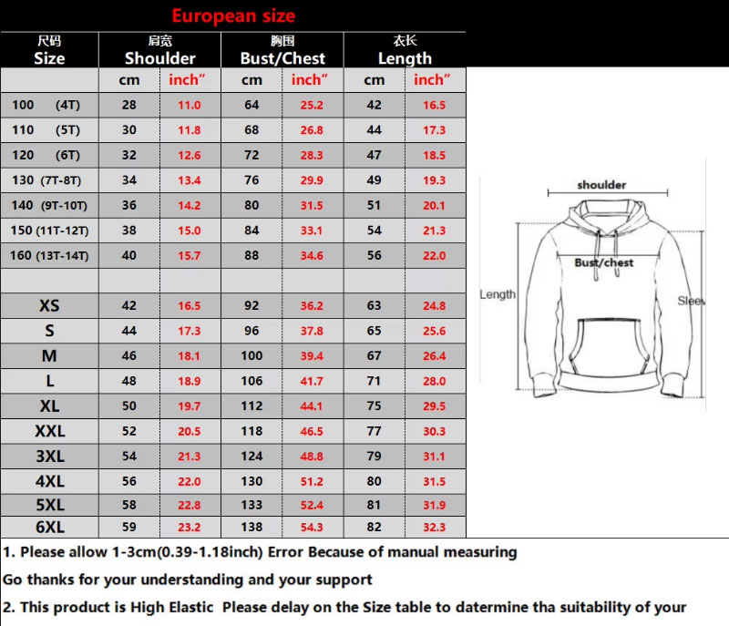 x-026 faith over fear hoodie Size Chart