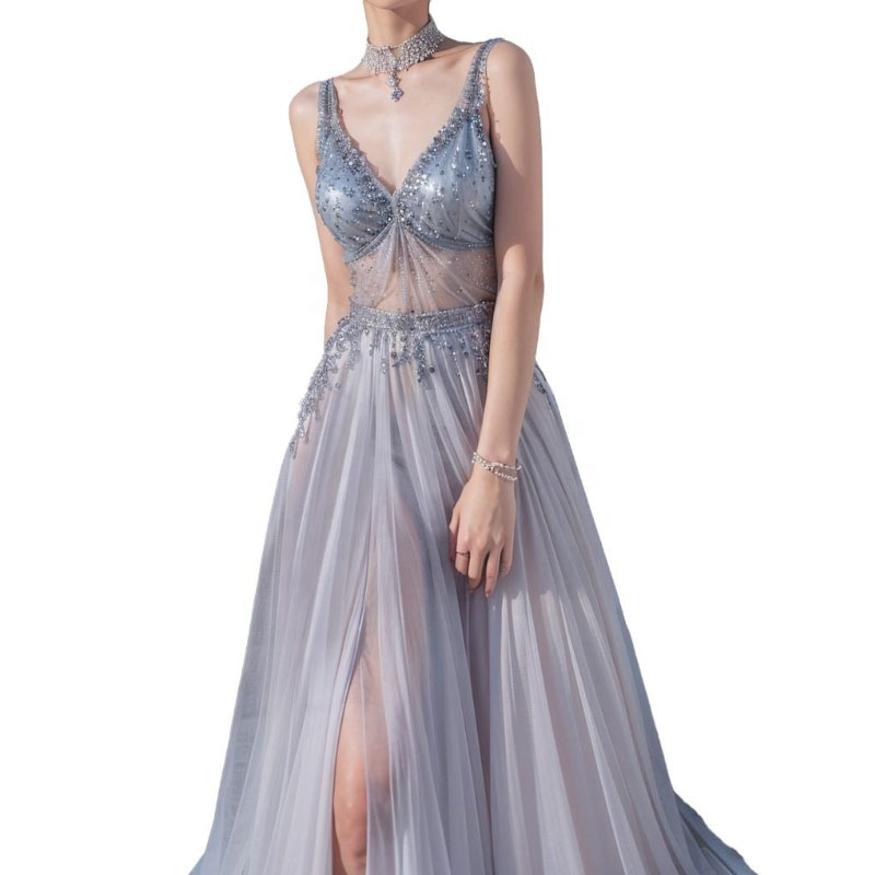 V Neck Halter Wedding Dress