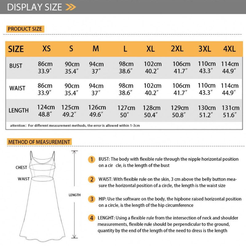 Hawaiian Mumu Dress Size Chart