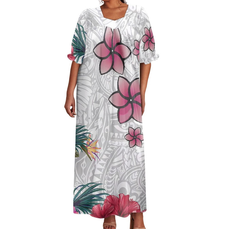 Mock Neck Long Sleeve Mumu Dress Pink Vintage​