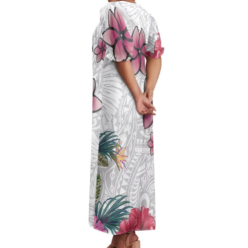 Mock Neck Long Sleeve Mumu Dress Pink Vintage 