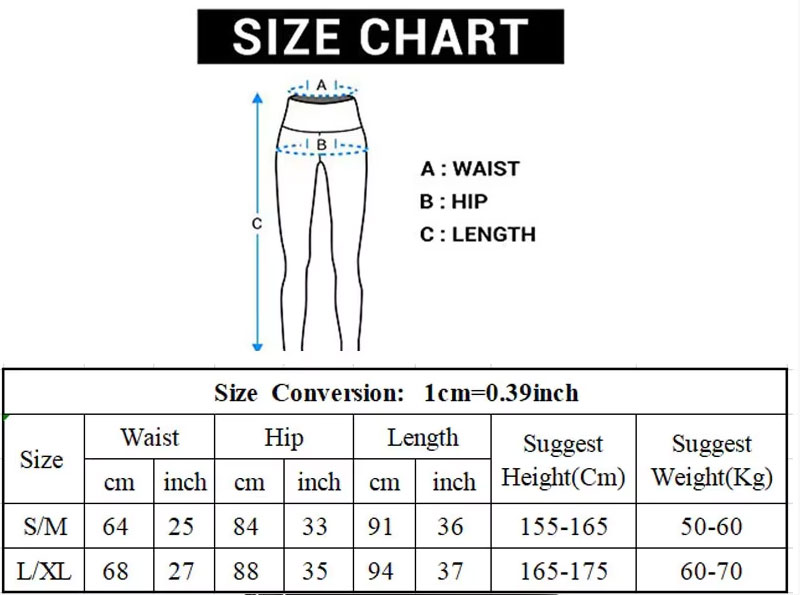 white workout set Size Chart