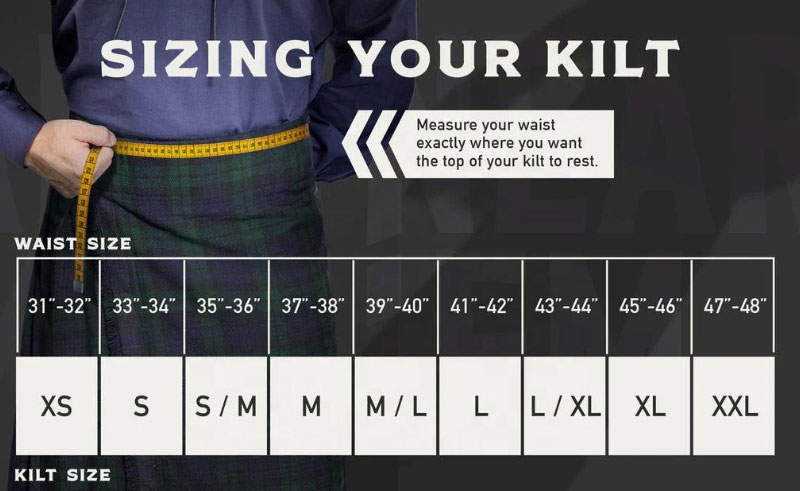 x-057 Traditional Scottish Clothing Size Chart