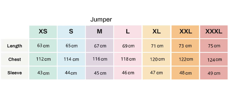 x-064 Patchwork Clothes Size Chart