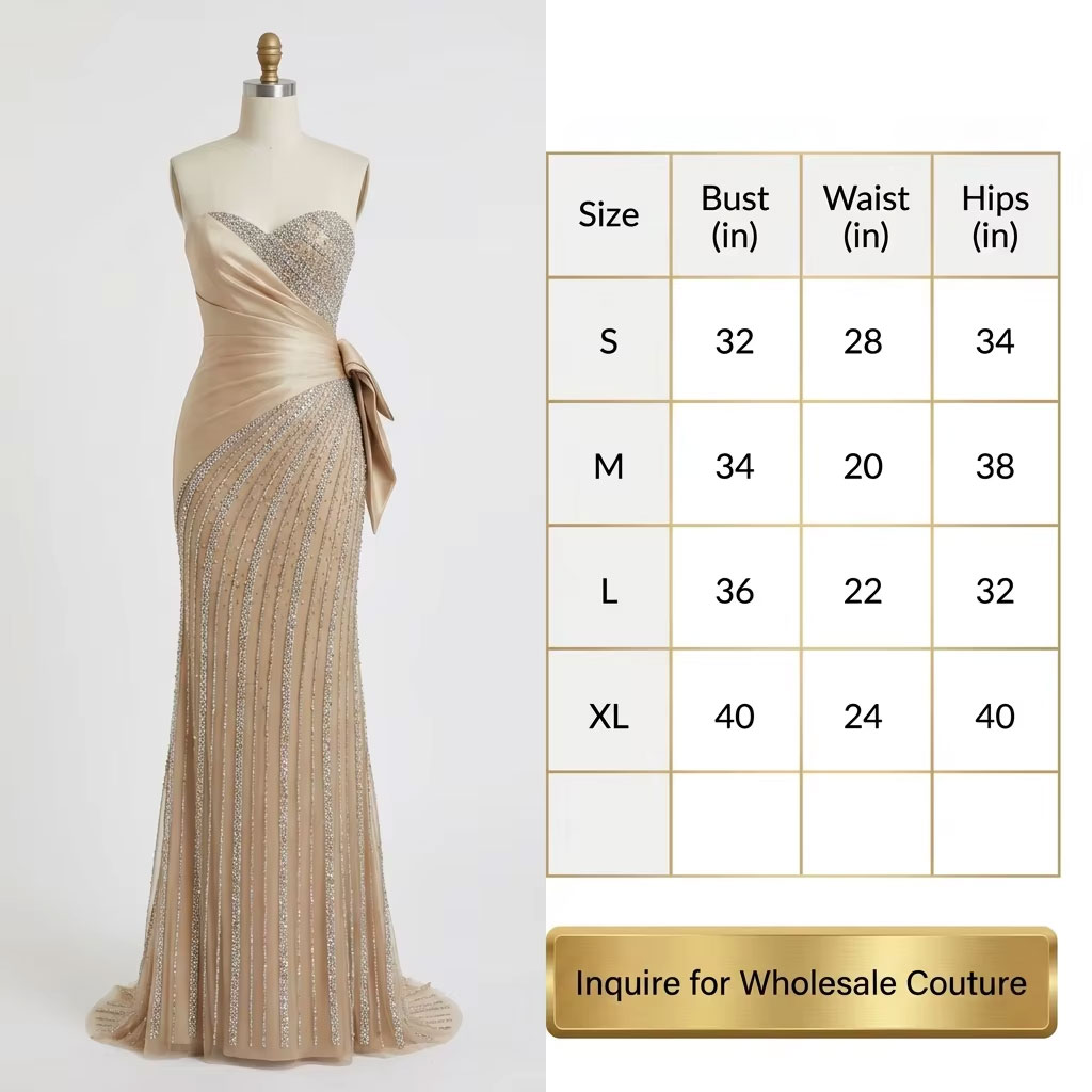 016 Golden Colour Wedding Gown Size Chart