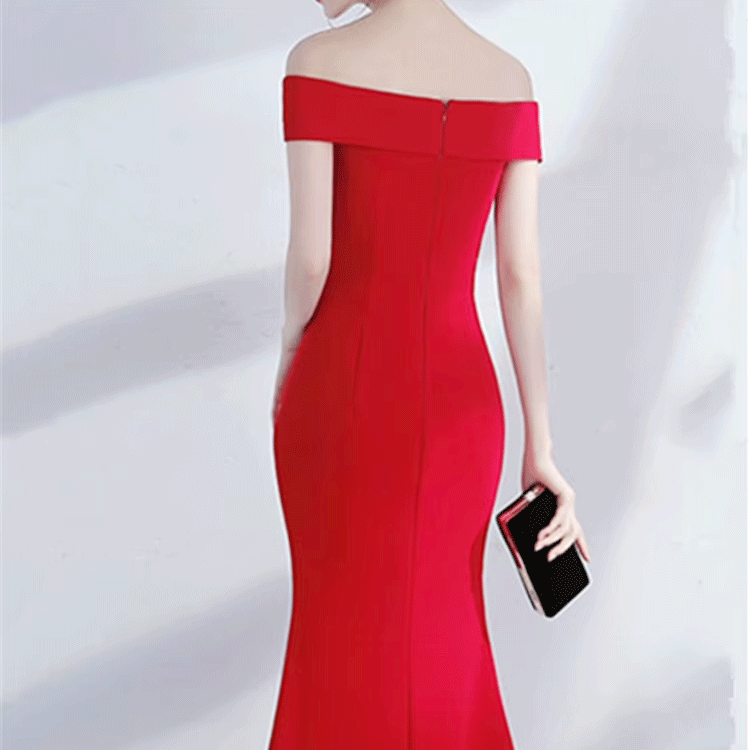 red wedding frock back